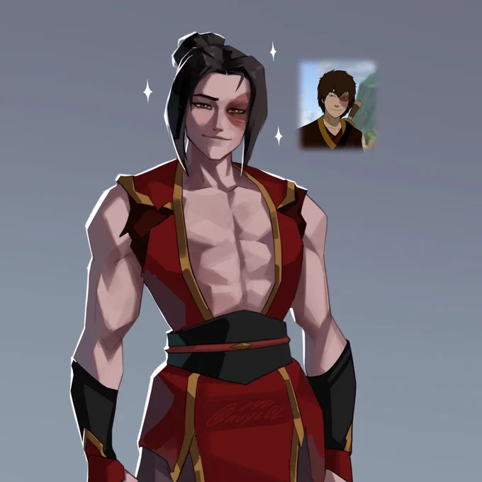 Zuko lets a smile slip out from under his stoic demeanor after receiving a friendly compliment.
