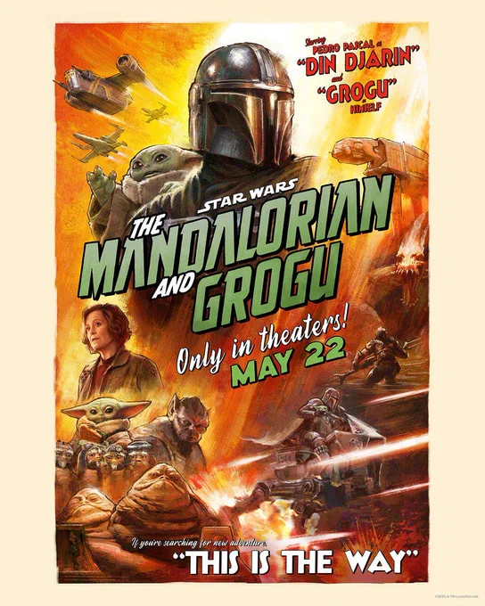 A publicity poster for The Mandalorian and Grogu.