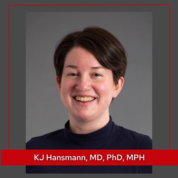 A headshot of KJ Hansmann, MD, PhD, MPH
