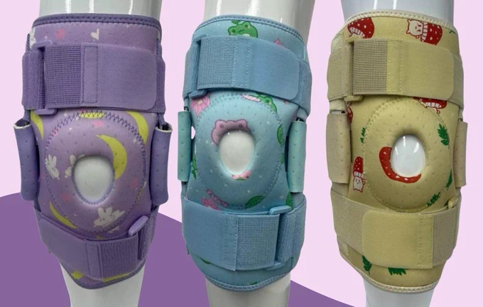 Knee braces in moon bunny, frog and mushroom patterns!