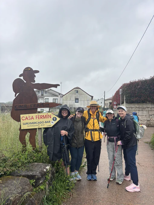 Five pilgrims in the rain