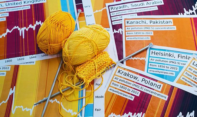 Air Quality Stripes and knitting