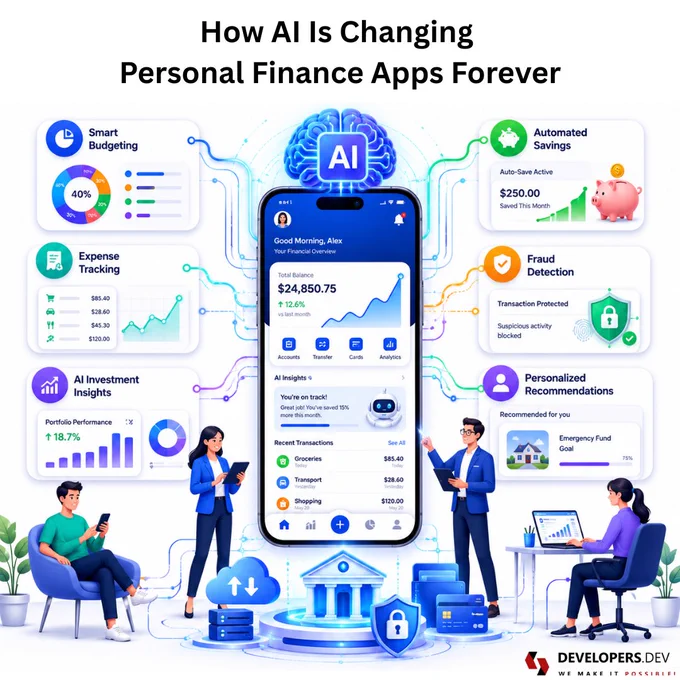 Traditional finance apps lack personalization & real-time insights.

AI-powered apps now automate budgeting, savings & smarter financial planning.

Read the full blog here: https://www.developers.dev/tech-talk/role-of-artificial-intelligence-in-personal-finance-apps.html

#ArtificialIntelligence #FinTech #MoneyManagement #DevelopersDev