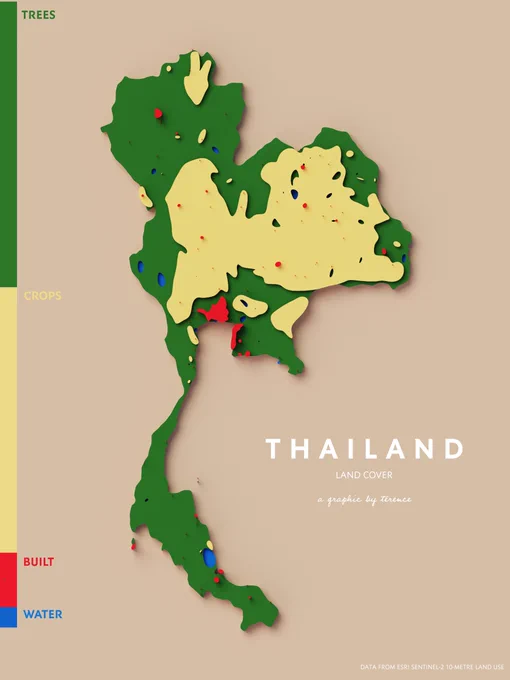 A visualisation of Thailand's land cover