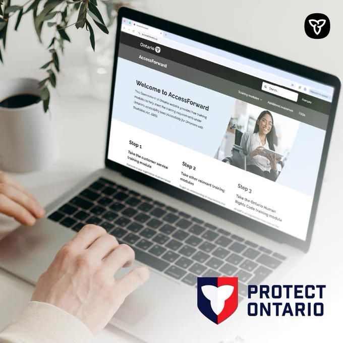 A person on a laptop with the screen open to AccessForward. 