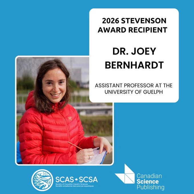 Dr. Joey Bernhardt, 2026 Stevenson Award recipient, assistant professor at University of Guelph, wearing a red jacket outdoors with a notebook.