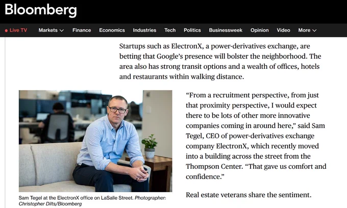 Bloomberg: Chicago’s Old Finance Hub Gets New Life From ‘Google Effect’