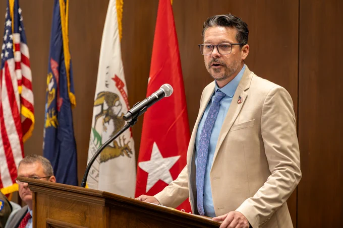 MVAA Deputy Director Todd Butler speaks at the 2026 Gold Star Family Luncheon.