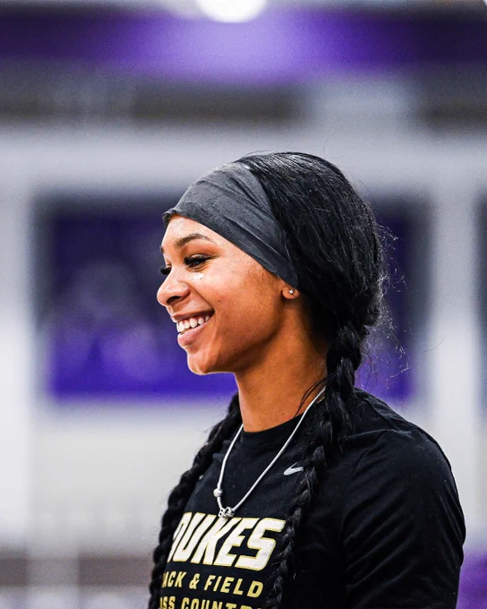 Bria Byrd smiling during practice at the Convocation Center.
