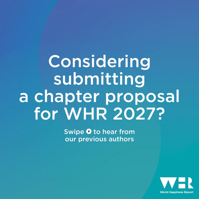 Graphic titled “Considering submitting a chapter proposal for WHR 2027?”. Users are encouraged to swipe to hear from previous authors.