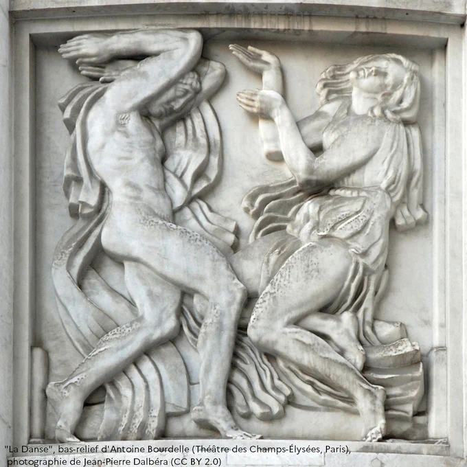 "La Danse", bas-relief d'Antoine Bourdelle (Théâtre des Champs-Élysées, Paris), 1912, photographie de Jean-Pierre Dalbéra (CC BY 2.0)