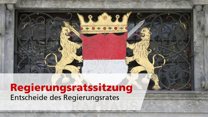 Solothurner Wappen am Rathaus Solothurn.
Text: Regierungsratssitzung. Entscheide des Regierungsrates 