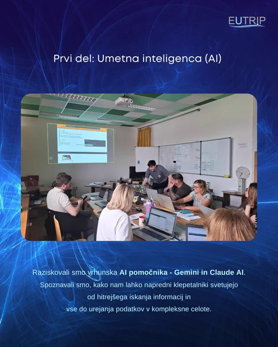 Na internih izobraževanjih EUTRIP zaposleni spoznavajo umetno inteligenco (AI), Gemini, Claude AI ter napredne funkcije Excela.