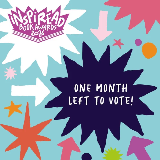 A blue graphic with lots of colourful shapes. It says Inspiread 2026 - one month left to vote!