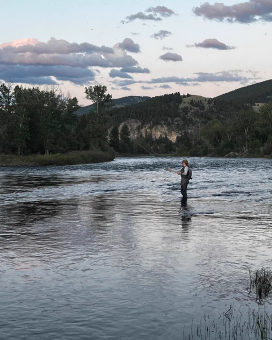 Montana is known for its fishing opportunities, especially its cold-water trout fishing. Here, someone is fishing in Big Hole River, Montana. 