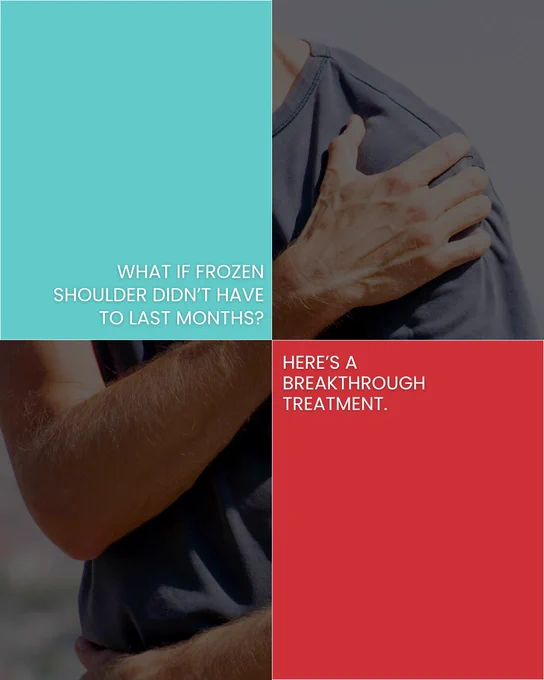 a man is holding his shoulder in pain due to frozen shoulder