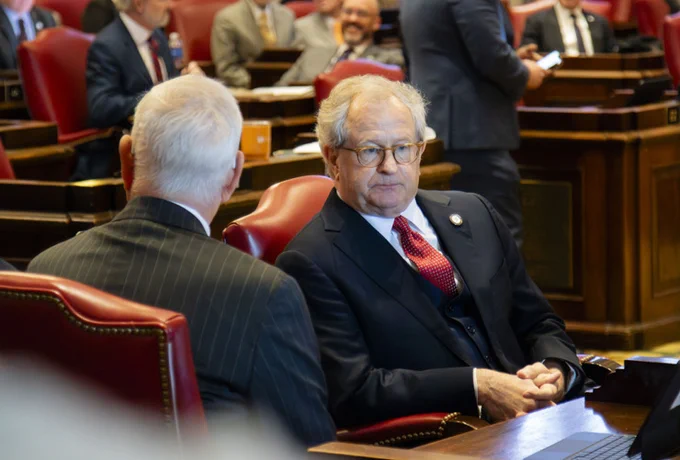 State Rep. Mark White, R-Memphis, sits during announcements at the opening session of the 2026 Tennessee General Assembly on Jan. 13 in Nashville.