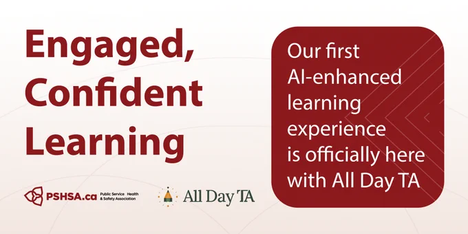 The text reads: "Engaged, confident learning. Our first AI-enhanced learning experience is officially here with All Day TA" 
