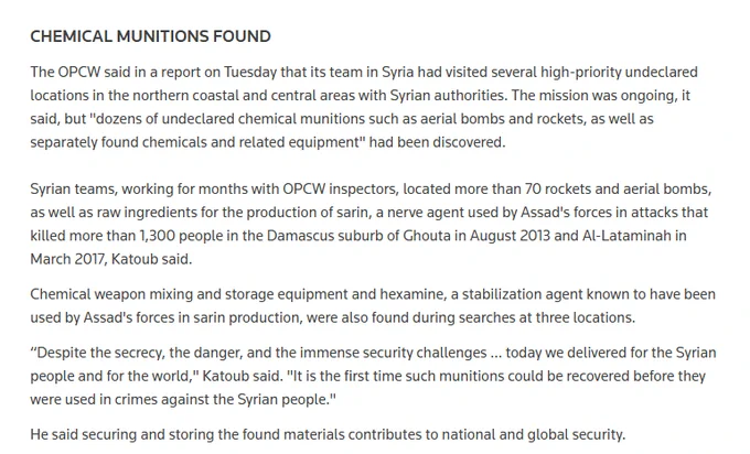 https://www.reuters.com/world/middle-east/remnants-assads-chemical-weapons-program-recovered-syrian-official-says-2026-05-26/