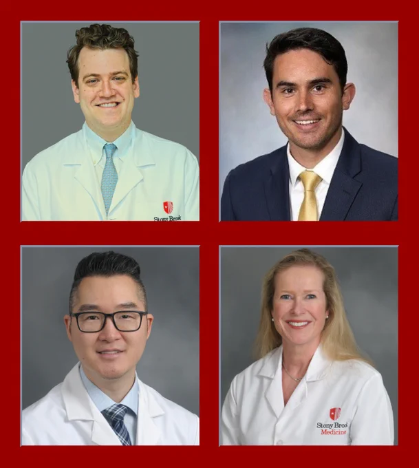 Image shows photos of the four surgeons mentioned in the article: Michael H. Froehlich, MD; Mark A. Heimberger, MD; Nicholas J. Ahn, MD; and Deborah A. Nagle, MD.