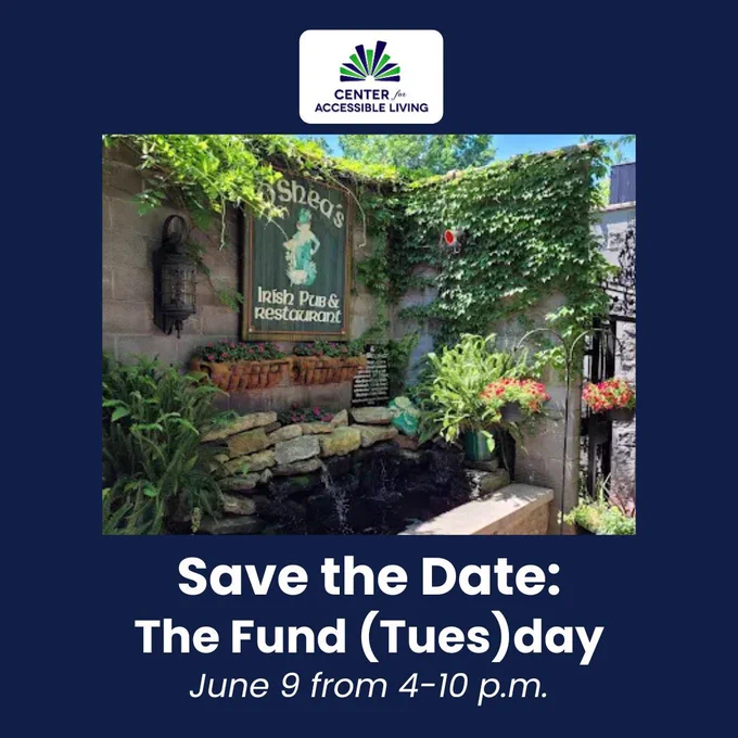 CAL Logo on top with an image of the O'Shea's patio with text reading 'Save the date: The Fund (Tues)day, June 9 from 4 to 10 PM.'