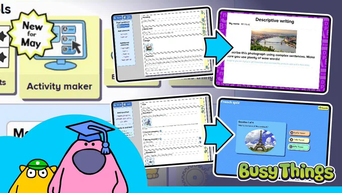 An image showing the Activity Maker in progress from teacher prompts to final activity