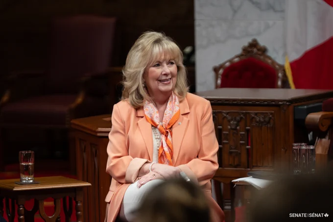 Senator Pamela Wallin speaks in the Senate Chamber.