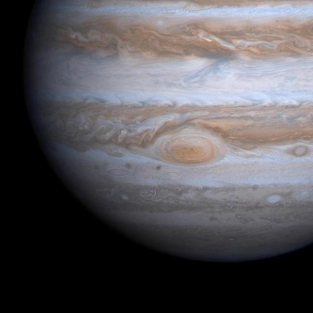 This image taken by NASA’s Cassini spacecraft on Dec. 1, 2000, shows details of Jupiter’s Great Red Spot and other features that were not visible in images taken earlier, when Cassini was farther from Jupiter. Credit: NASA/JPL/University of Arizona