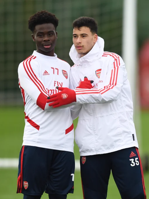 Bukayo Saka and Gabriel Martinelli in 2020.
