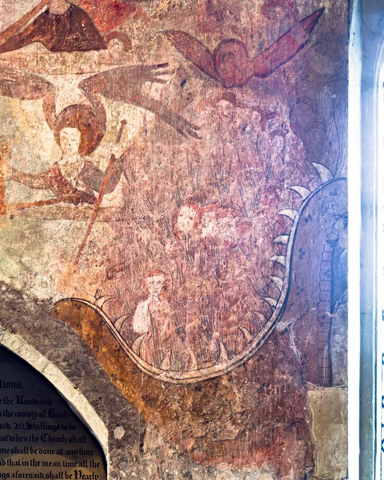 Wall painting of souls being received into the montrous mouth of hell (c) Andy Marshall