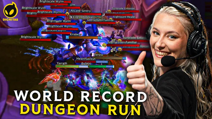 Thumbnail for video breaking down Dignitas' World Record Dungeon Run in Magister's Terrace during MDI Group C