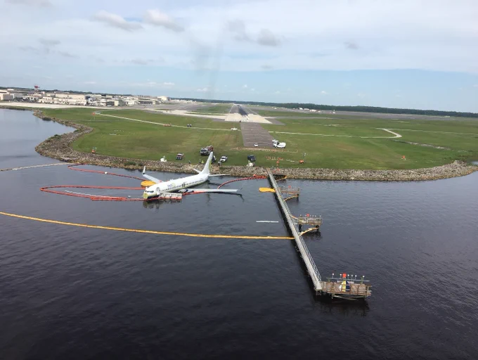 Miami Air flight 293, a Boeing 737-81Q, departed the end of runway 10 at Jacksonville Naval Air Station and came to rest in shallow water in St. Johns River on May 3, 2019.