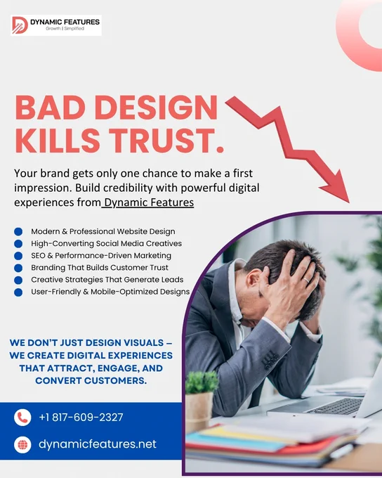 ✅ Good branding and smart design will help your business stand out and grow.

At Dynamic Features we design contemporary digital experiences to attract, engage and convert. Make the right first impression with your brand. 🚀

https://dynamicfeatures.net/   

#OnlineMarketing #BrandingStrategy #WebDevelopment #BusinessGrowth #dynamicfeatures