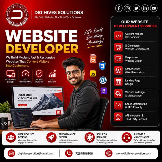 🚀✨ Grow Your Business Digitally with
Digihives Solutions ✅

🌐 Best Digital Marketing Company in Varanasi
📈 SEO Company | Social Media Marketing Agency | Website Developer

💼 Our Services:
✔️ SEO Optimization
✔️ Social Media Marketing
✔️ Website Development
✔️ Google Ads & Branding
✔️ Content Marketing

📞 Reach out to us!
📲 072679 06106
📩 digihivessolution@gmail.com
🌐 www.digihivessolution.com

#DigihivesSolutions #DigitalMarketing #SEOCompany #SocialMediaMarketing #WebsiteDevelopment #Varanasi #BrandGrowth #OnlineMarketing #BusinessGrowth #DigitalAgency #MarketingExperts #SEOServices #WebDesign #GoogleAds #SocialMediaAgency #digitalboletodigihivessolutions