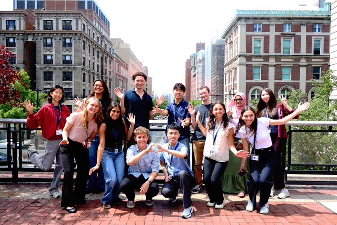 The 2026 SRP interns strike a pose during their orientation at Columbia University.