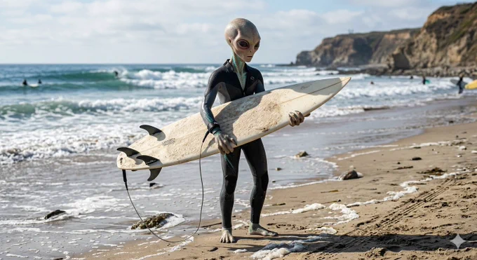 Ele chegou silenciosamente do espaço profundo… mas bastou ver uma série perfeita quebrando para entender o verdadeiro motivo da visita. 👽🌊

No universo do AlienSurf, não importa de qual galáxia você veio a conexão com o oceano é universal.

 Prancha debaixo do braço, wetsuit impecável e olhar fixo no outside. Talvez ele tenha cruzado anos-luz apenas para encontrar aquela direita perfeita na Terra.

#AlienSurf #Surfing #WaveHunter #SciFiSurf #SurfCulture #PerfectWave #FutureOfSurfing #OceanEnergy #SurfLife #GalacticSurfer #SurfSession #CosmicWave #Wetsuit #SurfArt #Aloha