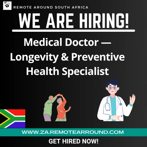 🩺✨ Medical Doctor Wanted!

📍 Sandton | 💰 R300–400 | 🏥 Preventive Health & Longevity



APPLY HERE: https://remotearround.com/jobs/medical-doctor-longevity-preventive-health-specialist-1b84e95f51



JOBS SOUTH AFRICA: https://remotearround.com/jobs?q=&location=&country=za&posted_date=&job_type=&is_remote=&status=&sort=recent



✅ Patient consultations

✅ Treatment plans & diagnostics

✅ Modern wellness clinic 🌿

Help patients live longer… and finally beat their “I’ll start Monday” diet 😅🥗



#REMOTEarroundZA #vacancies #MedicalDoctor #HealthcareJobs #Longevity #PreventiveHealth #DoctorJobs #MedicalCare #HealthClinic #Wellness #WeightManagement #HealthcareCareer #NowHiring #SouthAfricaJobs #Sandton #MedicalRecruitment #PatientCare #HealthOptimization #DoctorLife #HiringNow #ClinicalJobs #MedicalProfessionals