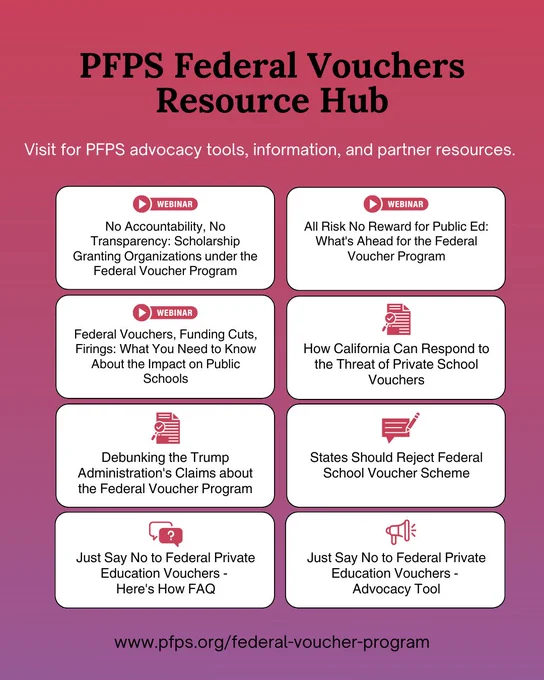 Graphic showing resources available on PFPS's new Federal Vouchers Resource Hub. 
