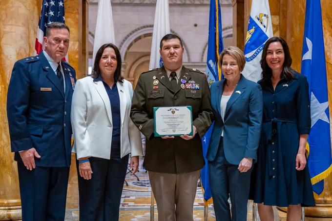 Governor Healey at National Guard medal ceremony.