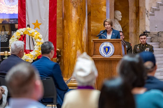 Governor Healey at National Guard medal ceremony.