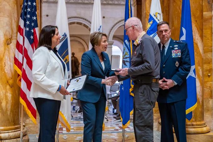 Governor Healey at National Guard medal ceremony.
