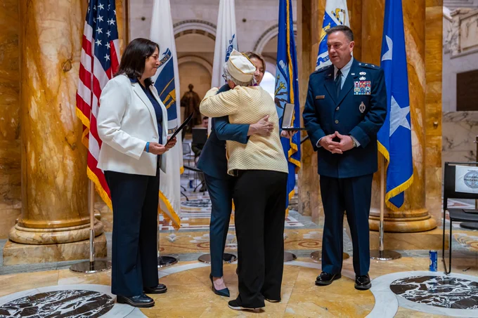 Governor Healey at National Guard medal ceremony.