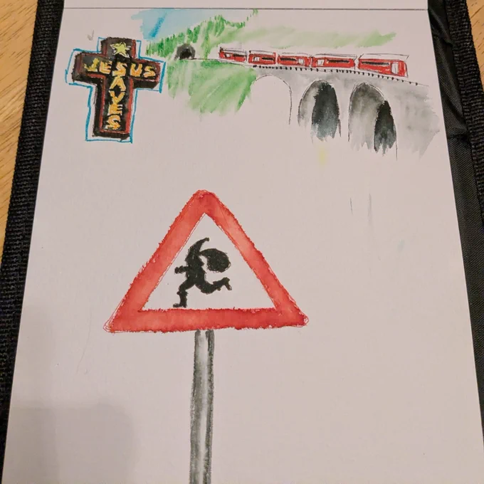 Poorly done watercolor, just as described.