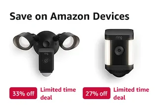 Panel on Amazon homepage showing two Ring devices. Both look like phalluses.