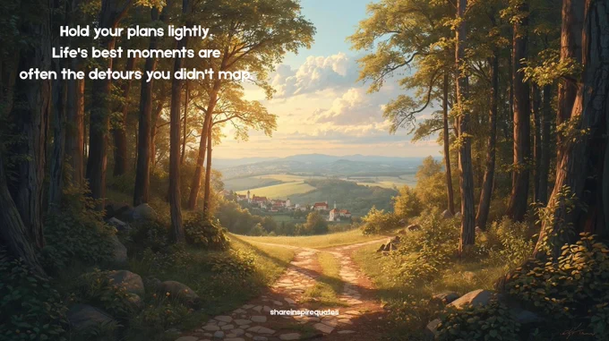Hold your plans lightly. Life's best moments are often the detours you didn't map.