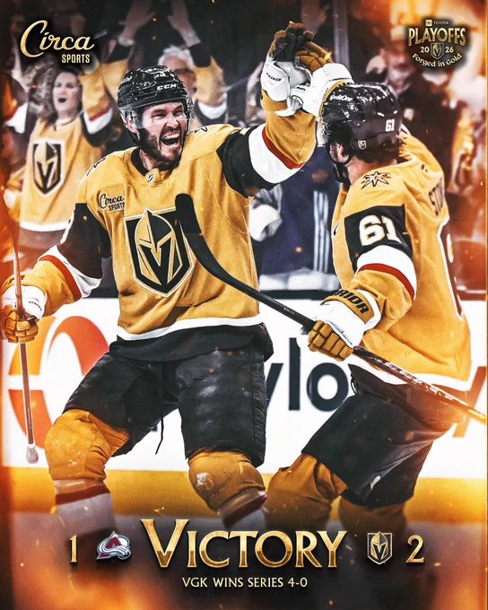 Final: VGK 2, COL 1
VGK wins series 4-0