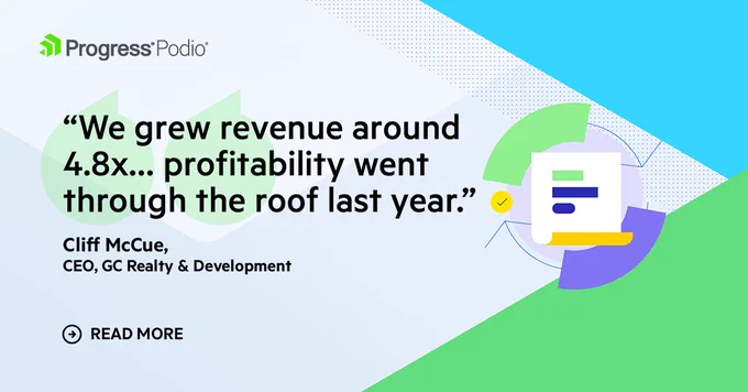 Customer story banner: How GC Realty Scaled Property Management 4x on the Podio Platform and AI
