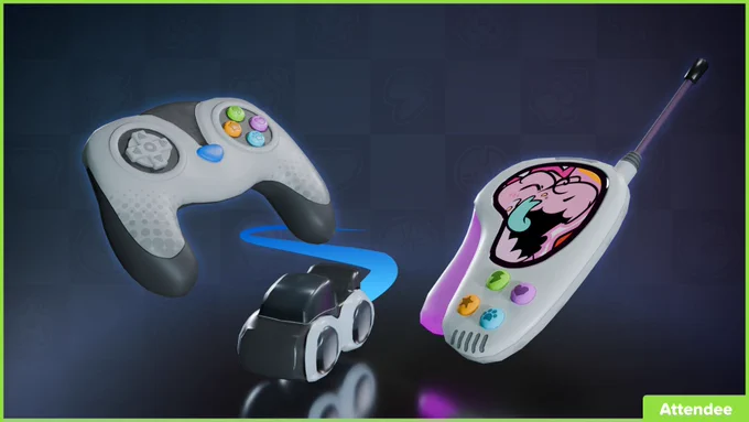 A cute RC car and walkie talkie make up the Attendee Asset pack!