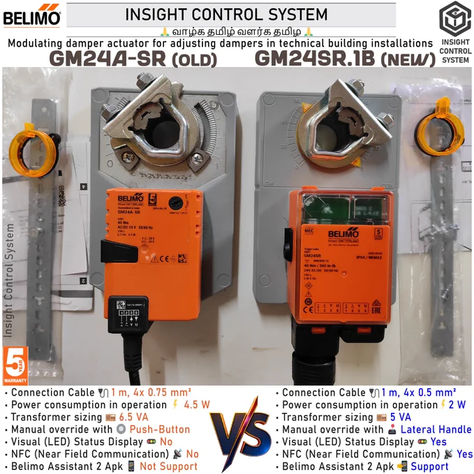 ➤ Selecting the right damper actuator can impact system reliability, performance, and operational efficiency. This technical comparison of Belimo GM24A-SR and GM24-SR.1B reviews important specifications including control features, operating characteristics, and HVAC application differences.

➤ This post is designed for engineers, HVAC professionals, system integrators, and building automation specialists looking for practical insights during product selection and project planning.
