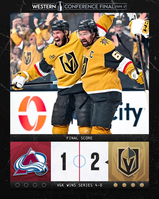 Golden Knights defeat Avalanche 2-1 (VGK wins series 4-0)